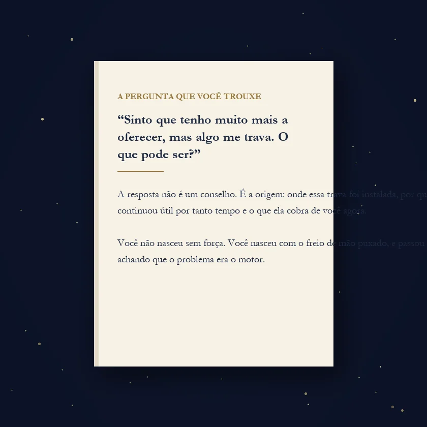 A Sua Pergunta, Respondida: a pergunta que você escreve, respondida dentro do capítulo do Chamado